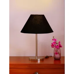 Devansh Black Metal Traditional Triangle Table Lamp-image-12