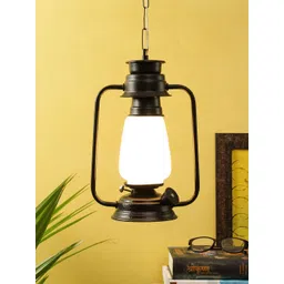 Devansh Black Milky Glass Lantern Hanging Lamps-image-38