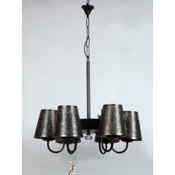 Devansh Black Self-Design Metal Etching 6 Lamp Shades Chandelier-image-41