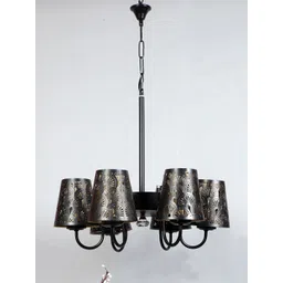 Devansh Black Self Design Metal Etching 6 Lamp Shades Chandelier-image-42