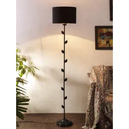 Devansh Black Solid Cylindrical Shaped Traditional Floor Lamp with Shade-picture-24