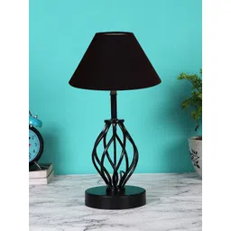 Devansh Black Solid Iron & Wooden Table Lamp-image-21