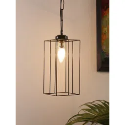 Devansh Black Solid Iron Square Hanging Lamp-image-23