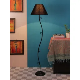 Devansh Black Solid Traditional Club Lamp with Shade image 5