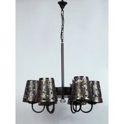 Devansh Black Textured Metal Etching 06 Chandelier Lamp Shade-image-46