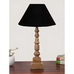 Devansh Black Wood Bell Shaped Table Lamp-picture-39