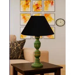 Devansh Black Wood Traditional Frusturical Shaped Table Lamp-picture-17