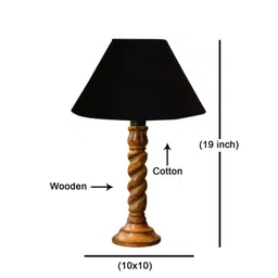 Devansh Black Wood Traditional Frusturical Shaped Table Lamp-picture-19