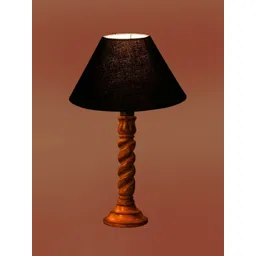 Devansh Black Wood Traditional Frusturical Shaped Table Lamp image 4