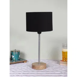 Devansh Black Wooden & Cotton Cylinder Table Lamps-image-44