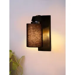 Devansh Black Wooden Cotton Cylinder Shaped Wall Lamp-image-12