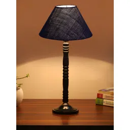 Devansh Blue & Black Wooden Frustum Shaped Table Lamp-picture-11