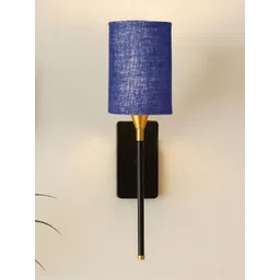 Devansh Blue & Blue Textured Glass Contemporary Cylinder Shaped Wall Lamp-picture-10