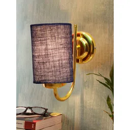 Devansh Blue & Gold-Toned Textured Contemporary Metal Cylinder Wall Lamp-image-13