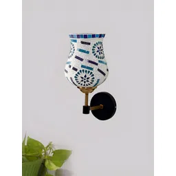 Devansh Blue & Purple Printed Metal Traditional Abstract Shaped Shaped Wall Lamp-image-43
