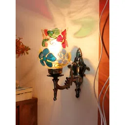 Devansh Blue & Red Printed Metal Traditional Wall Lamp-picture-16