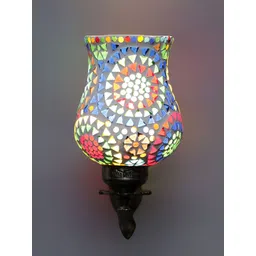 Devansh Blue & Red Textured Metal Traditional Wall Lamp image 5