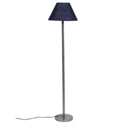 Devansh Blue & Silver-Toned Solid Jute Conical Designer Steel Club Lamp image 5
