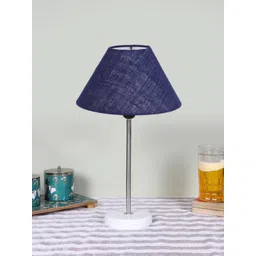 Devansh Blue and SilverToned Wooden Frustum Table Lamp-picture-11