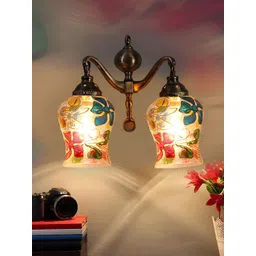 Devansh Blue & White Printed Metal Traditional Wall Lamp-picture-25