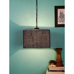 Devansh Blue Solid Jute Square Hanging Light-picture-56