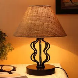 devansh Brooke Beige Jute table lamp with iron base-picture-13