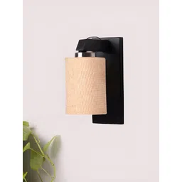Devansh Brown & Beige Wood Traditional Cylinder Shaped Wall Lamp-image-40