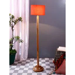 Devansh Brown & Orange Metal Floor Lamp With Shade-picture-13