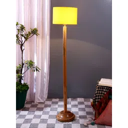 Devansh Brown & Yellow Metal Floor Lamp With Shade-picture-51