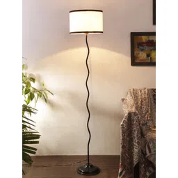 Devansh Cotton Off White & Black Floor Lamp for Home Decor-picture-10