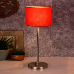 devansh Damir Orange Fabric Shade Table Lamp with Steel Steel Base-picture-30