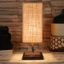 devansh Emerson Beige Jute Table Lamp With Square Brown Wood Base-picture-12