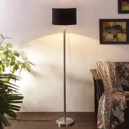 devansh Forest Black Fabric Floor Lamp with Steel Steel Base-picture-10