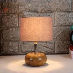 devansh Genevieve Grey cotton & solid wood table lamp-picture-11