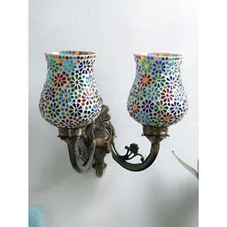 Devansh Gold-Toned & White Textured Metal Traditional Wall Lamp-picture-32