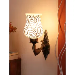 Devansh Gold-Toned & White Textured Metal Traditional Wall Lamp-picture-49