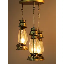 Devansh Golden Antique Cluster Lantern Transparent Glass Hanging Lamp-picture-10
