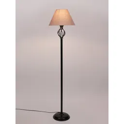 Devansh Grey & Black Cotton Conical Iron Floor Lamp image 3