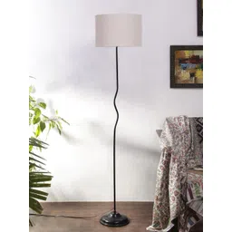 Devansh Grey & Black Cotton Shade with Iron Floor Lamp-picture-16