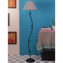 Devansh Grey & Black Solid Traditional Club Lamp with Shade-picture-24