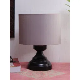 Devansh Grey & Black Solid Traditional Cylindrical Table Lamp-picture-19
