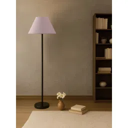 Devansh Grey & Black Wooden & Cotton Frustum Floor Lamp-picture-24