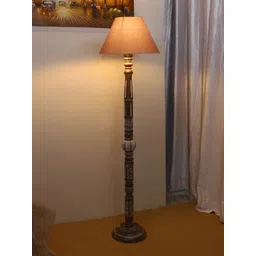 Devansh Grey & Brown Conical Open Snake Wooden Floor Lamp-picture-51