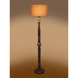 Devansh Grey & Brown Drum Shaped Floor Lamp image 2