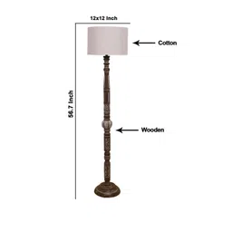 Devansh Grey & Brown Drum Shaped Floor Lamp image 5