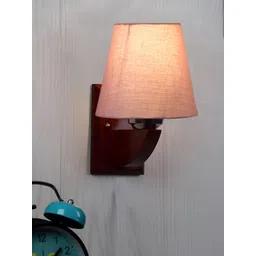 Devansh Grey & Brown Wood Traditional Frustum Shaped Wall Lamp-picture-22