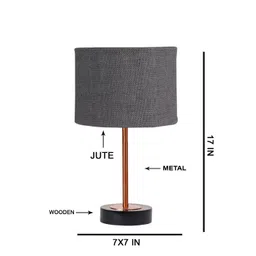 Devansh Grey Textured Wood Industrial Cylindrical Shaped Table Lamp-image-15