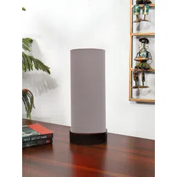 Devansh Grey Textured Wooden Contemporary Cylindrical Shaped Table Lamp-image-36