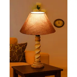 Devansh Grey Wood Frusturical Shaped Table Lamp image 1