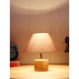 Devansh Grey Wood Table Lamp with Cotton Shade-picture-32